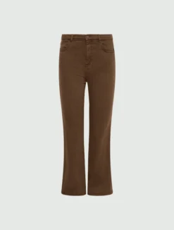 Pantalone 5 tasche flare crop - MARRONE