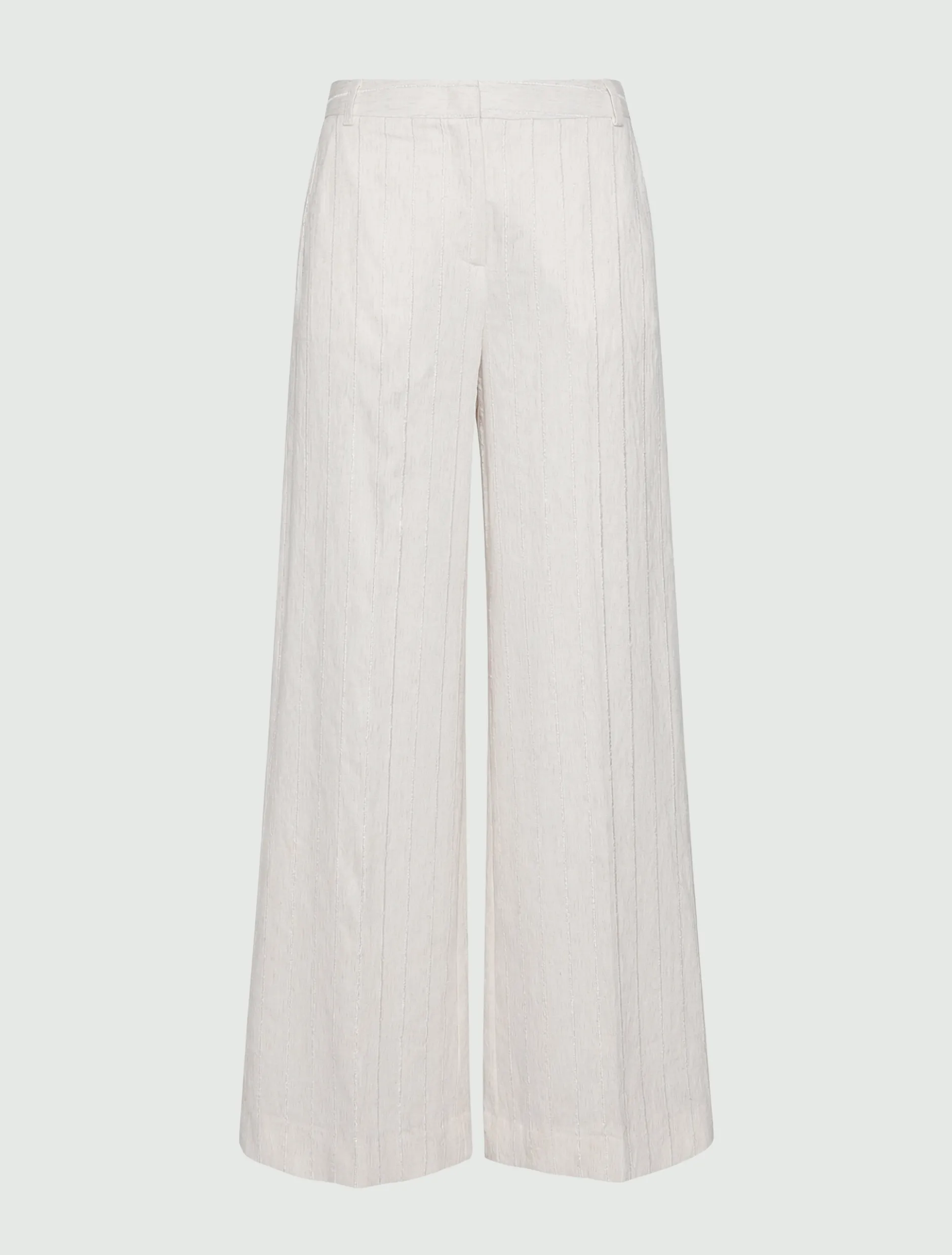 Pantalone wide leg con gessatura e paillette - SABBIA