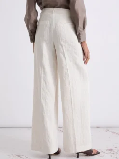 Pantalone wide leg con gessatura e paillette - SABBIA