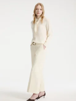 Pantalone wide leg crop - PANNA