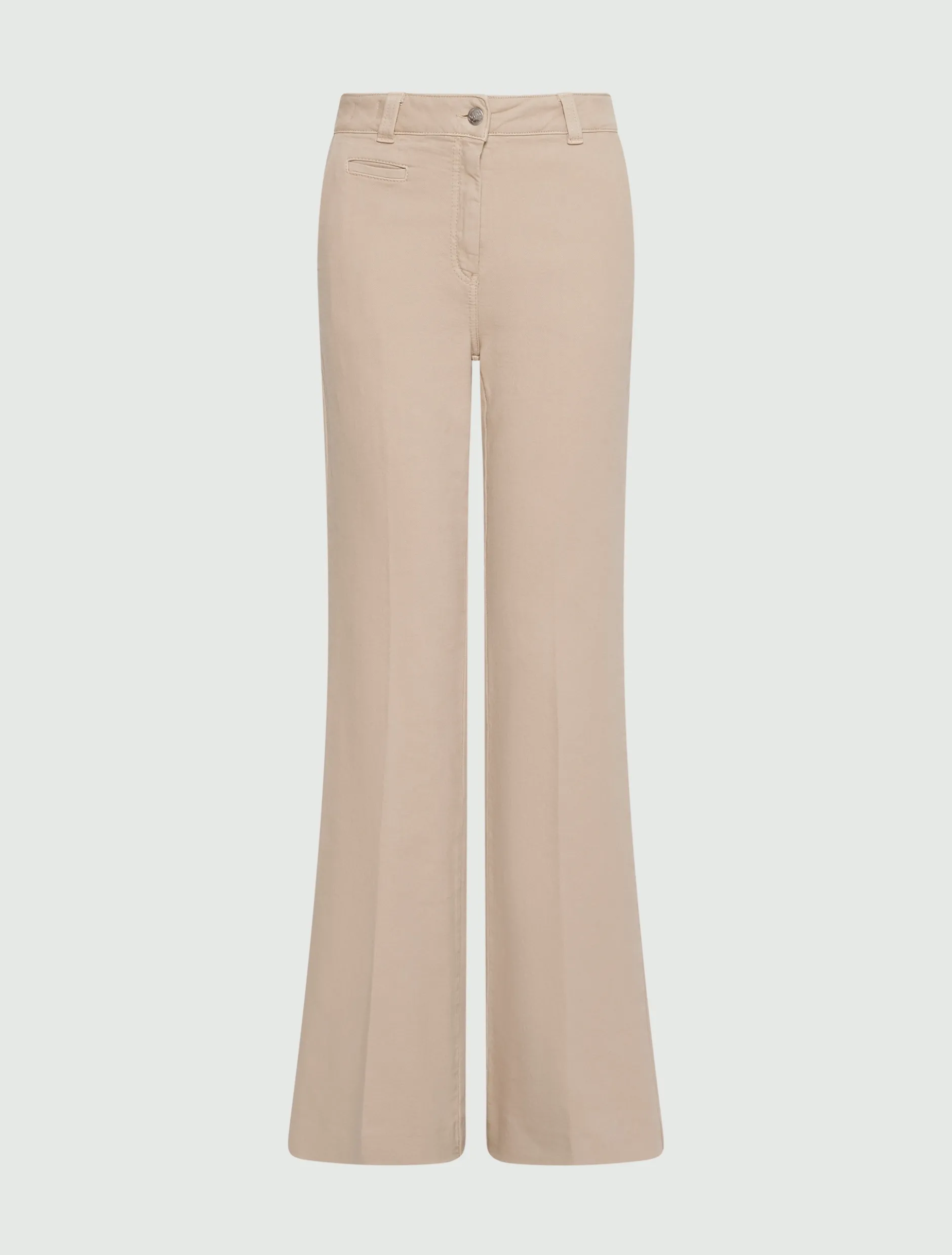 Pantalone wide leg in cotone stretch - BEIGE