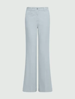 Pantalone wide leg in cotone stretch - AZZURRO