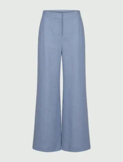 Pantalone wide leg in lino - Azzurro polvere
