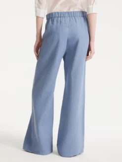 Pantalone wide leg in lino - Azzurro polvere