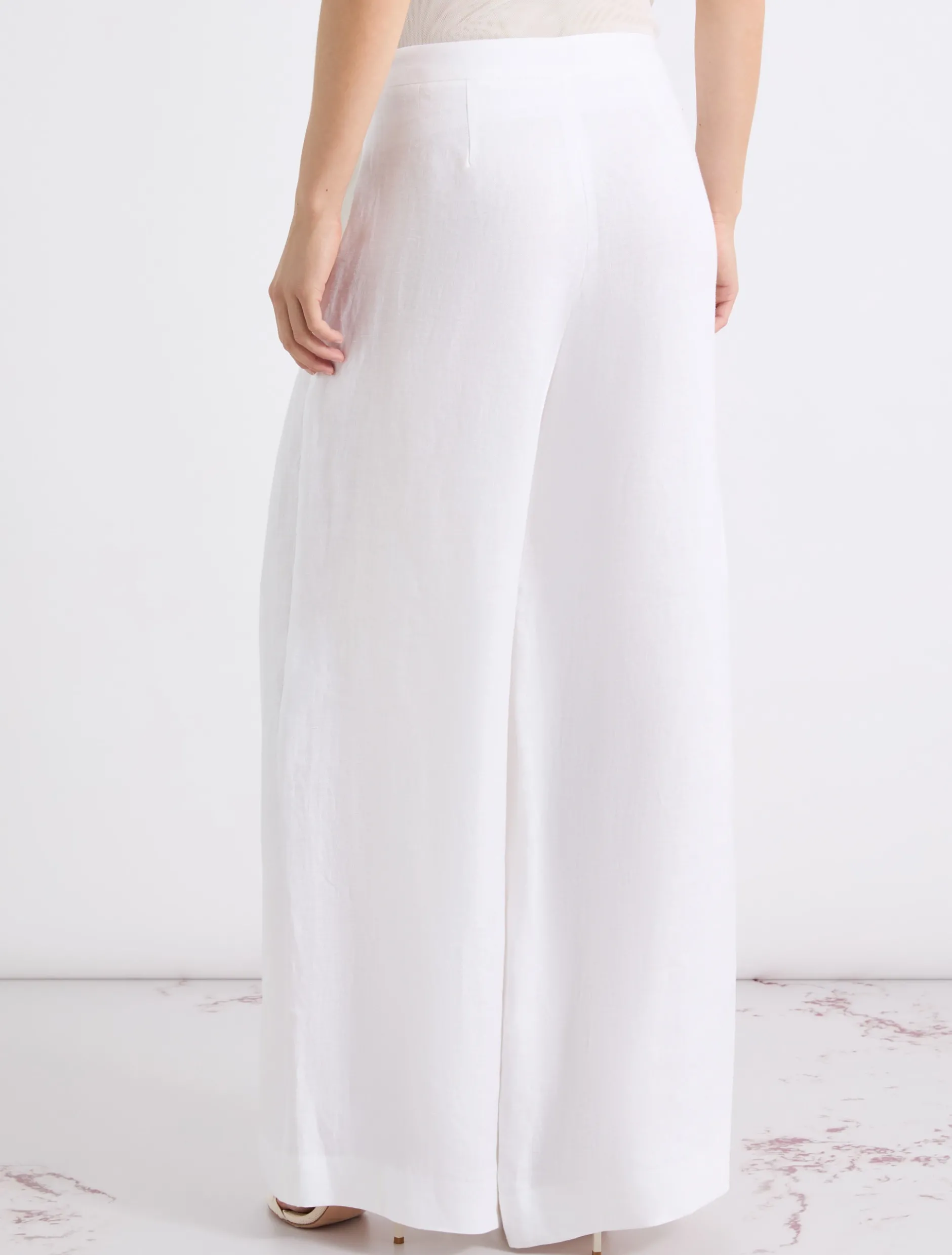 Pantalone wide leg in lino - BIANCO OTTICO