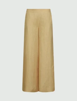 Pantalone wide leg in lino - KAKI