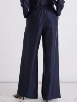 Pantalone wide leg in organza - BLU NOTTE