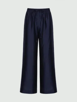 Pantalone wide leg in organza - BLU NOTTE