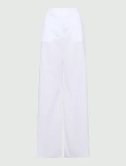 Pantalone wide leg in popeline - BIANCO OTTICO