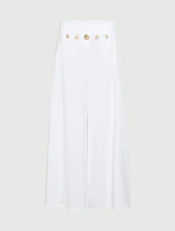 Pantalone wide leg in popeline - BIANCO OTTICO