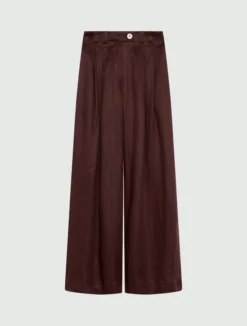 Pantalone wide leg in ramié - MARRONE