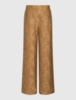 Pantalone wide leg in tessuto jacquard - BEIGE