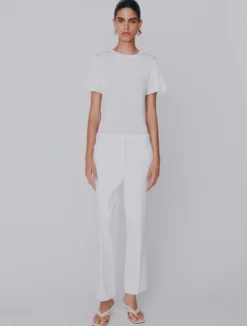 Pantaloni flare in cotone stretch - BIANCO