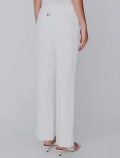 Pantaloni flare in cotone stretch - BIANCO