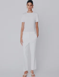 Pantaloni flare in cotone stretch - BIANCO