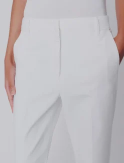 Pantaloni flare in cotone stretch - BIANCO
