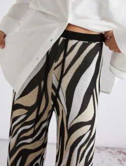 Pantaloni in maglia jacquard - NERO