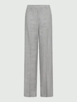 Pantaloni palazzo in grisaglia di lino e viscosa - GRIGIO