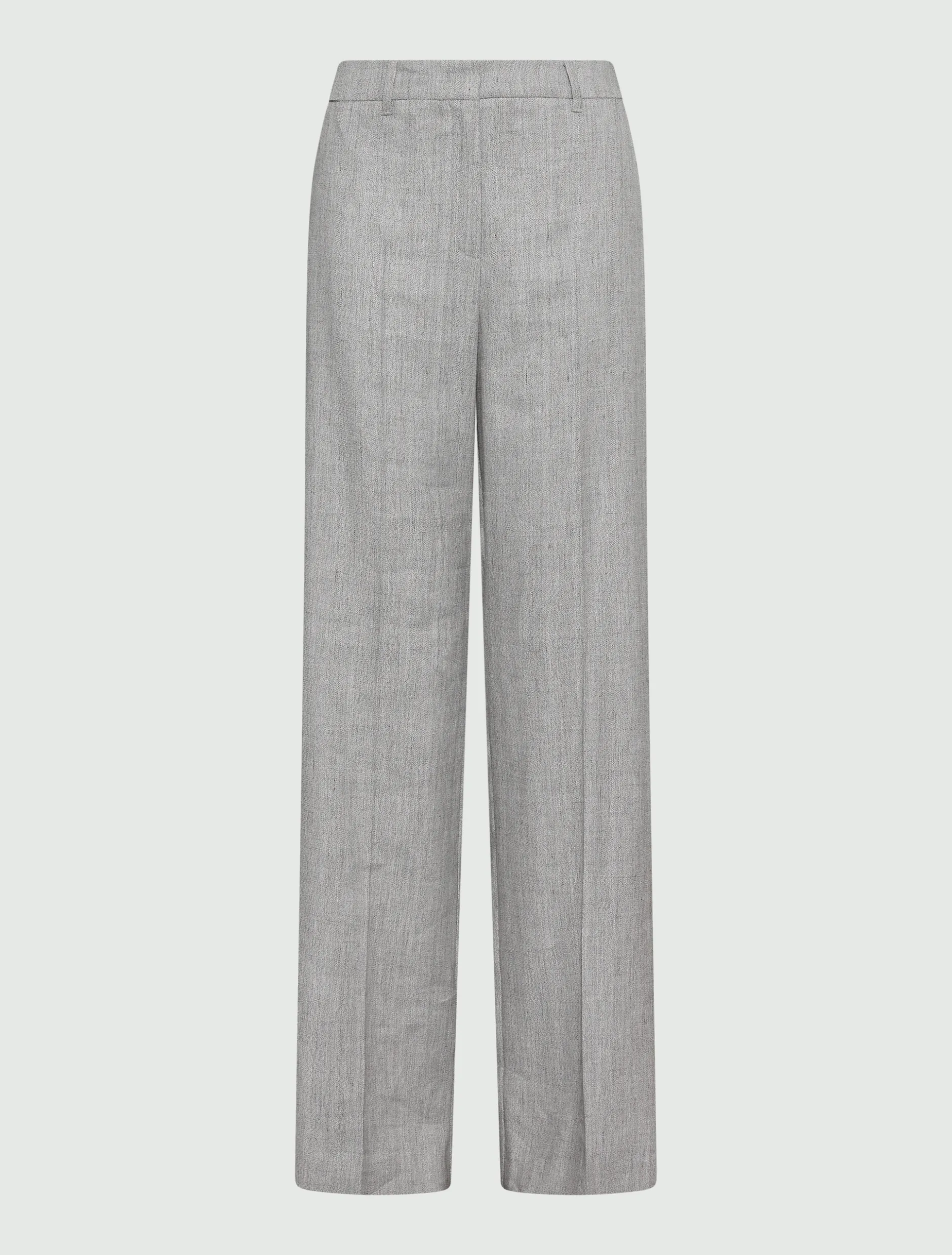 Pantaloni palazzo in grisaglia di lino e viscosa - GRIGIO
