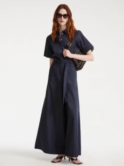 Pantaloni super wide leg - BLU