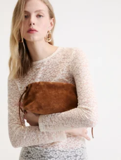 Pochette in pelle scamosciata - CUOIO