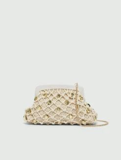 Pochette in rafia con intreccio - BIANCO
