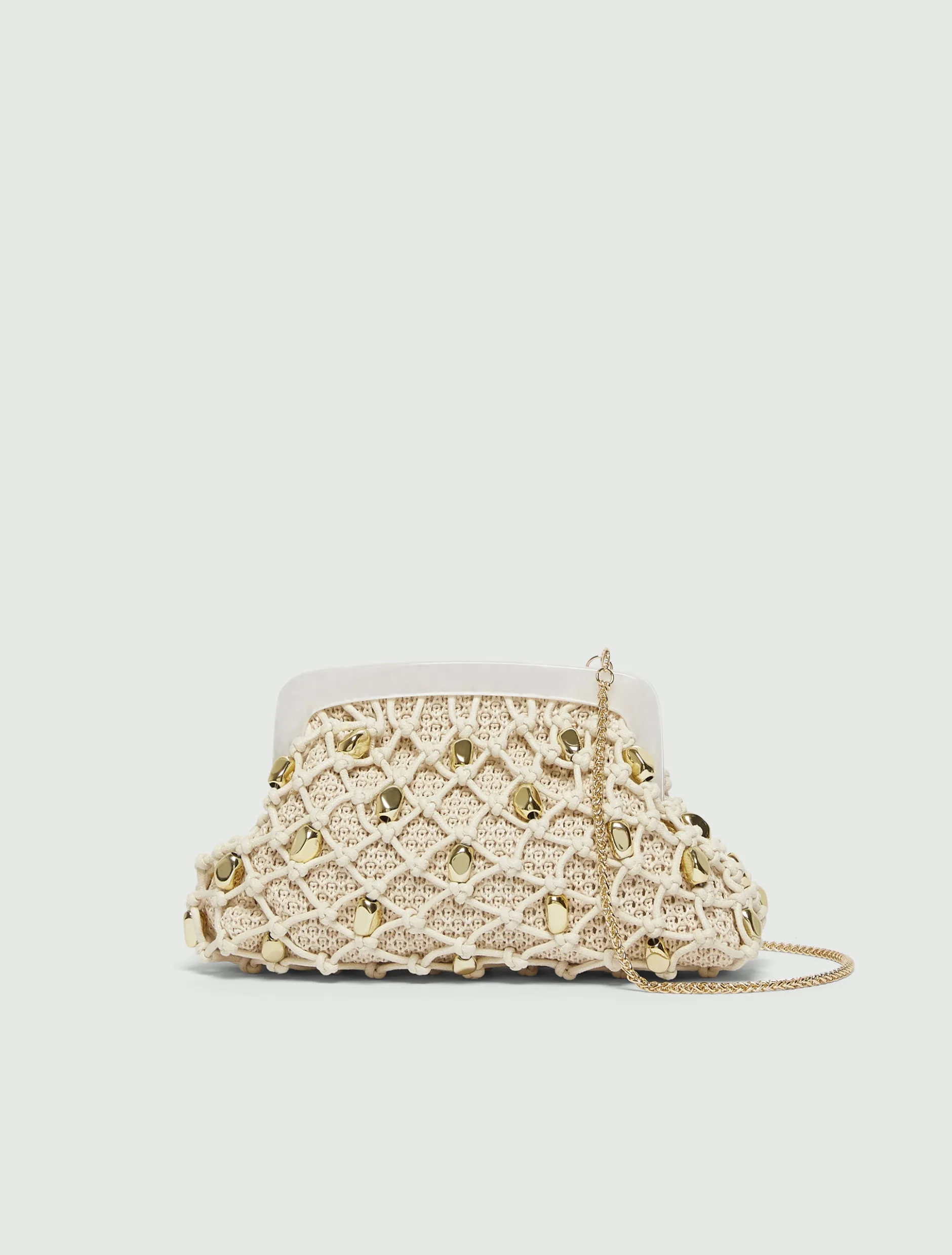 Pochette in rafia con intreccio - BIANCO