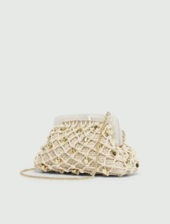 Pochette in rafia con intreccio - BIANCO