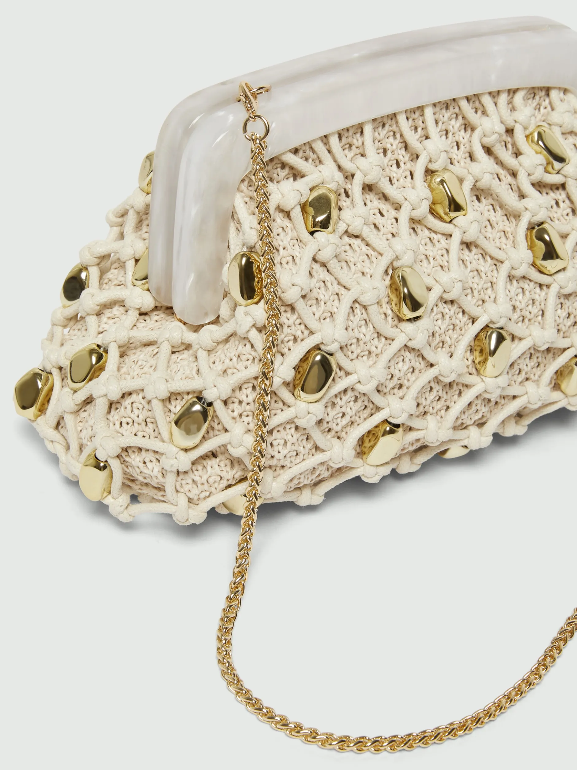 Pochette in rafia con intreccio - BIANCO