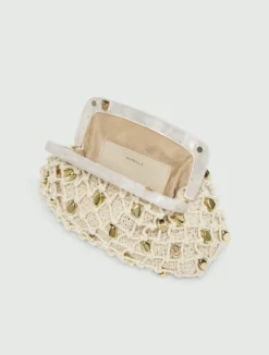 Pochette in rafia con intreccio - BIANCO