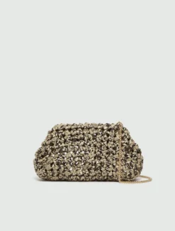 Pochette intrecciata con stampa pitone - MARRONE