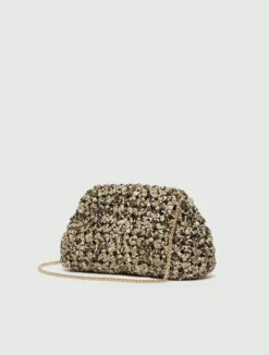 Pochette intrecciata con stampa pitone - MARRONE