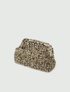 Pochette intrecciata con stampa pitone - MARRONE