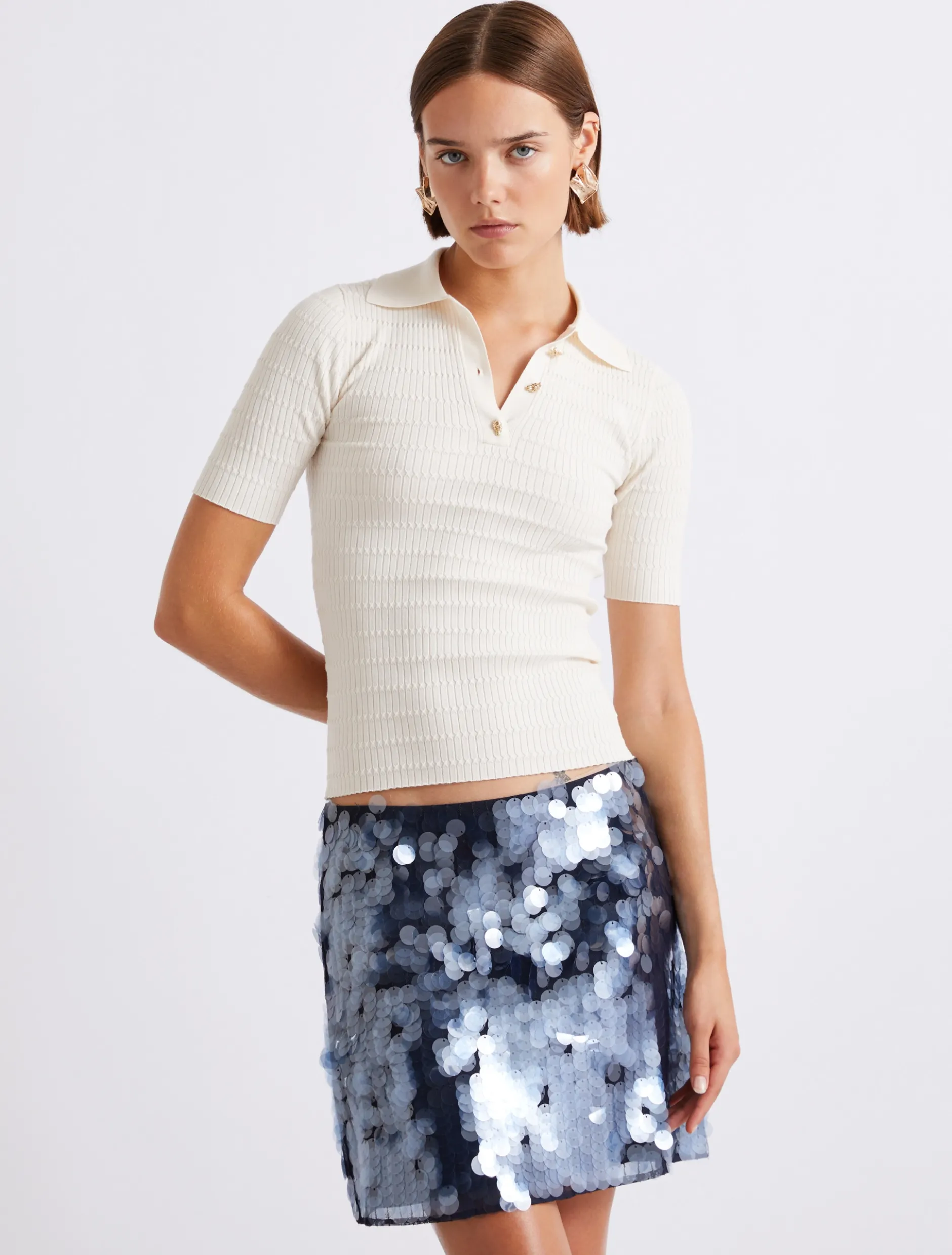 Polo in maglia di viscosa - PANNA