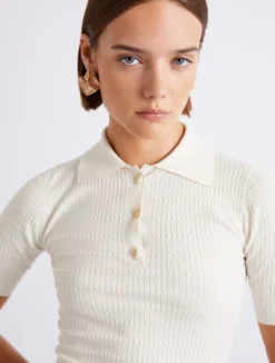 Polo in maglia di viscosa - PANNA