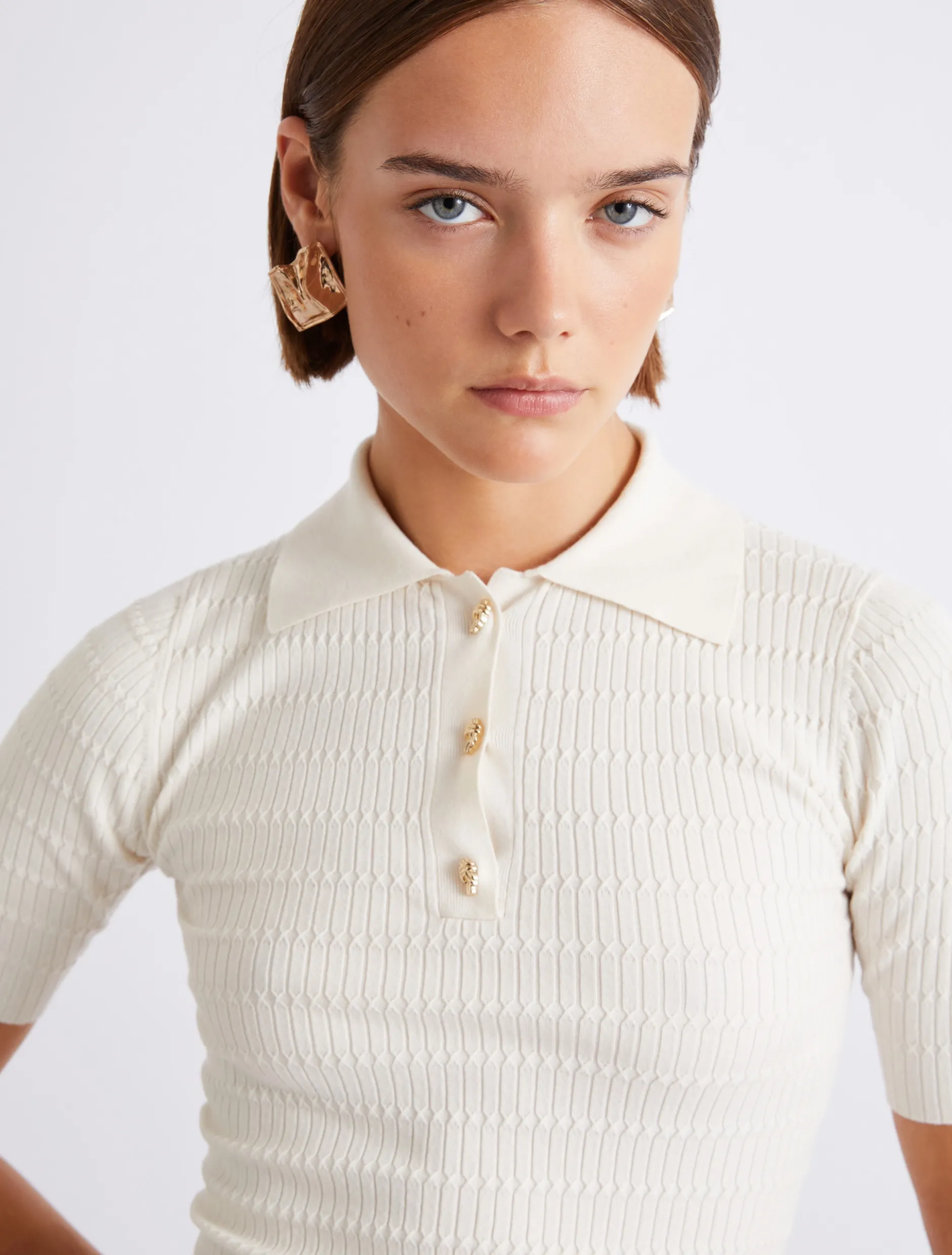 Polo in maglia di viscosa - PANNA