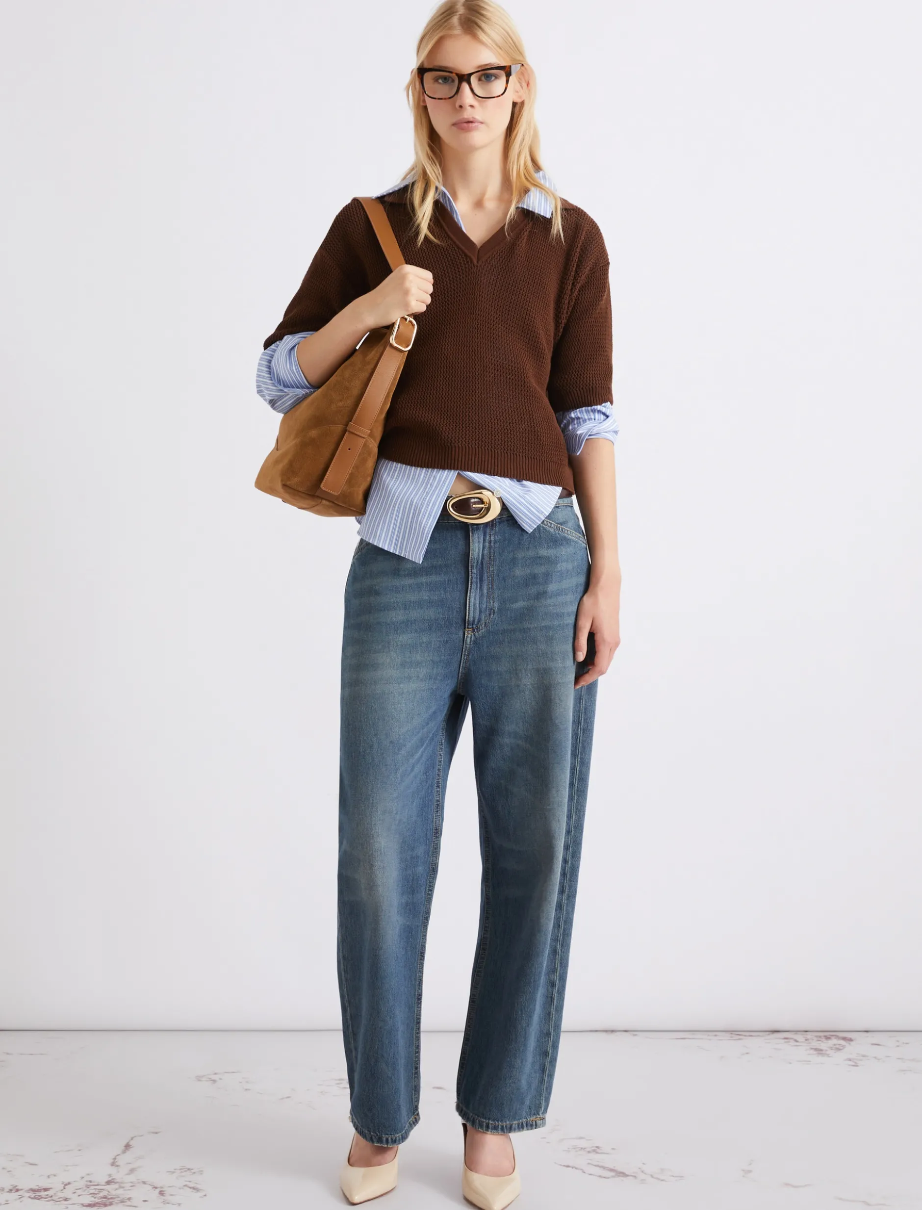 Polo in puro cotone - MARRONE