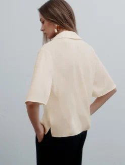 Polo in satin fluido - BIANCO LANA