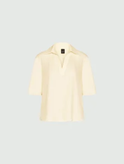 Polo in satin fluido - BIANCO LANA