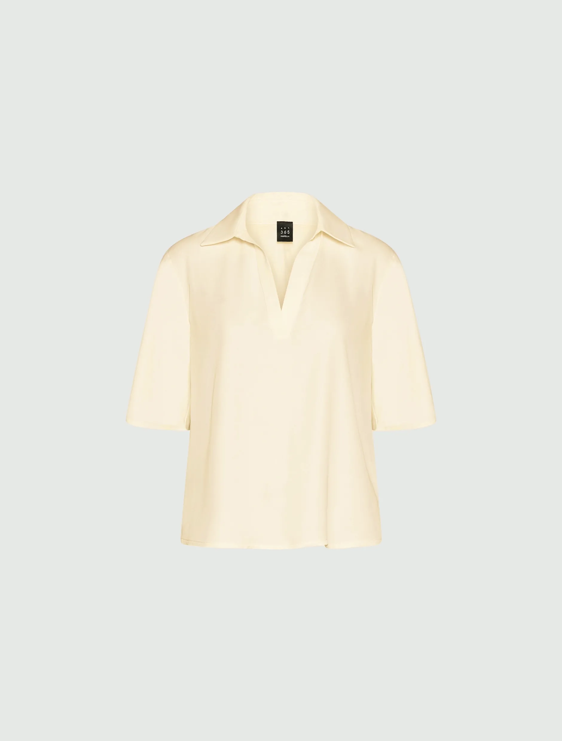 Polo in satin fluido - BIANCO LANA