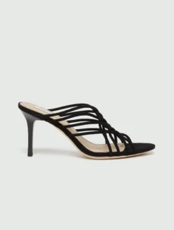 Sandalo mule in suede - NERO