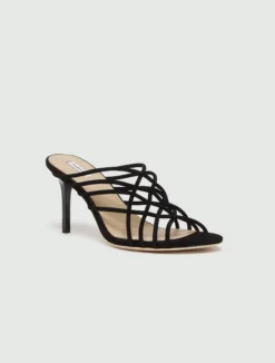 Sandalo mule in suede - NERO