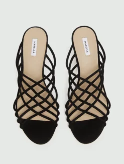 Sandalo mule in suede - NERO
