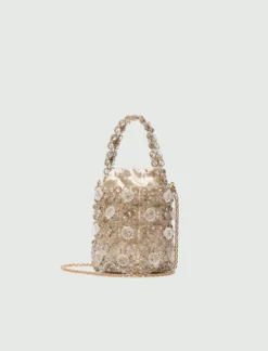 Secchiello piccolo con bead ricamate - BIANCO