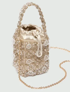 Secchiello piccolo con bead ricamate - BIANCO