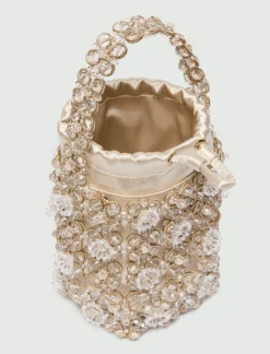 Secchiello piccolo con bead ricamate - BIANCO