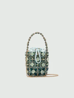 Secchiello piccolo con bead ricamate - ACQUAMARINA