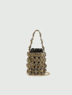 Secchiello piccolo con bead ricamate - NERO