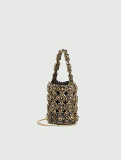 Secchiello piccolo con bead ricamate - NERO