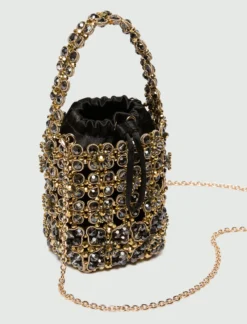 Secchiello piccolo con bead ricamate - NERO